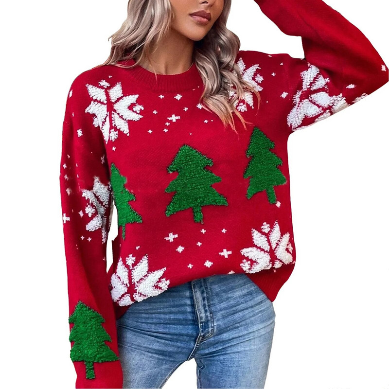 Ženski božićni džemperi Modni labavi pleteni puloveri Džemperi Jesen Zima Deblja topla pletenina Majice džemperi sviter ženskij
