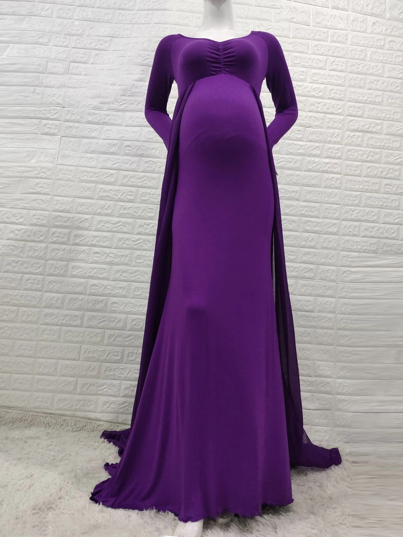 Duga trudnička haljina za fotografije Trudničke haljine od čipke dugih rukava za fotografiranje Trudnička haljina s prorezom za trudnice 2023.