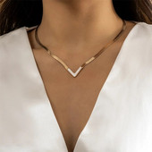 Korejska modna ravna ogrlica sa zmijskim lancem u obliku riblje kosti za žene Nakit Šarm Party Choker Ogrlica Poklon za zabavu Collare Para Mujer