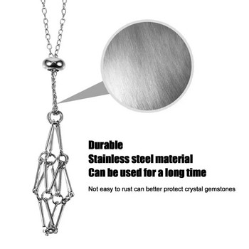 Дизайн от неръждаема стомана Crystal Cage Колие Държач Мрежа Метална верига Държач за събиране на камъни Регулируема висулка Бижута