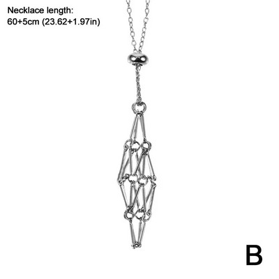 Σχεδίαση από ανοξείδωτο χάλυβα Κρυστάλλινο κολιέ κλουβί Δίχτυ Δίχτυ Μεταλλική Αλυσίδα Πέτρα Συλλεκτική Θήκη Ρυθμιζόμενη Κρεμαστό κόσμημα