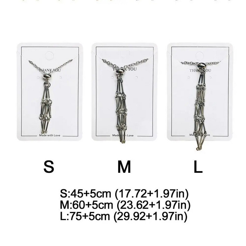 Σχεδίαση από ανοξείδωτο χάλυβα Κρυστάλλινο κολιέ κλουβί Δίχτυ Δίχτυ Μεταλλική Αλυσίδα Πέτρα Συλλεκτική Θήκη Ρυθμιζόμενη Κρεμαστό κόσμημα