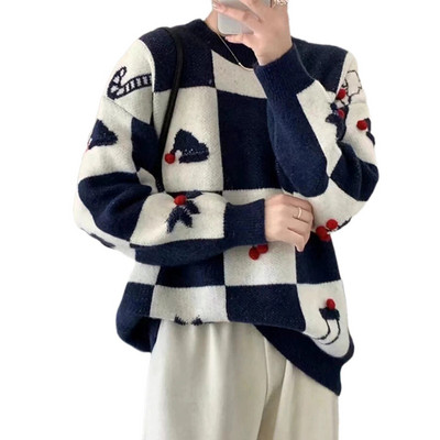 Karirani prsluk sa šahovskom pločom Top za žene Vintage Print Pleteni mini prsluk Ulična Harajuku odjeća Jesen Top Božić