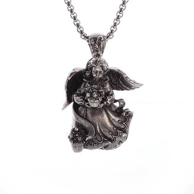 Nerūdijančio plieno Kūrybingos asmenybės maldos angelas pakabukas karoliai Vyrų ir moterų mados tendencijos Hip Hop Punk Priedai Papuošalai