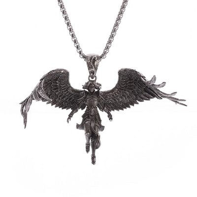Nerūdijančio plieno Kūrybingos asmenybės maldos angelas pakabukas karoliai Vyrų ir moterų mados tendencijos Hip Hop Punk Priedai Papuošalai