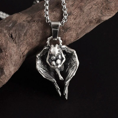 Nerūdijančio plieno Kūrybingos asmenybės maldos angelas pakabukas karoliai Vyrų ir moterų mados tendencijos Hip Hop Punk Priedai Papuošalai