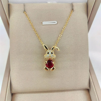 Μόδα ρετρό χαριτωμένο κολιέ κουνέλι Γυναικεία αλυσίδα κλείδας πολύχρωμη χαριτωμένη προσωπικότητα κουνελάκι Απλό ευπροσάρμοστο μενταγιόν δώρο