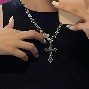 2023 Vintage μενταγιόν σταυρωτό κολιέ για γυναίκες Kpop punk κολιέ με αλυσίδα Μακριά κοσμήματα κορεατικής μόδας ρετρό στο λαιμό Δώρο Νέο