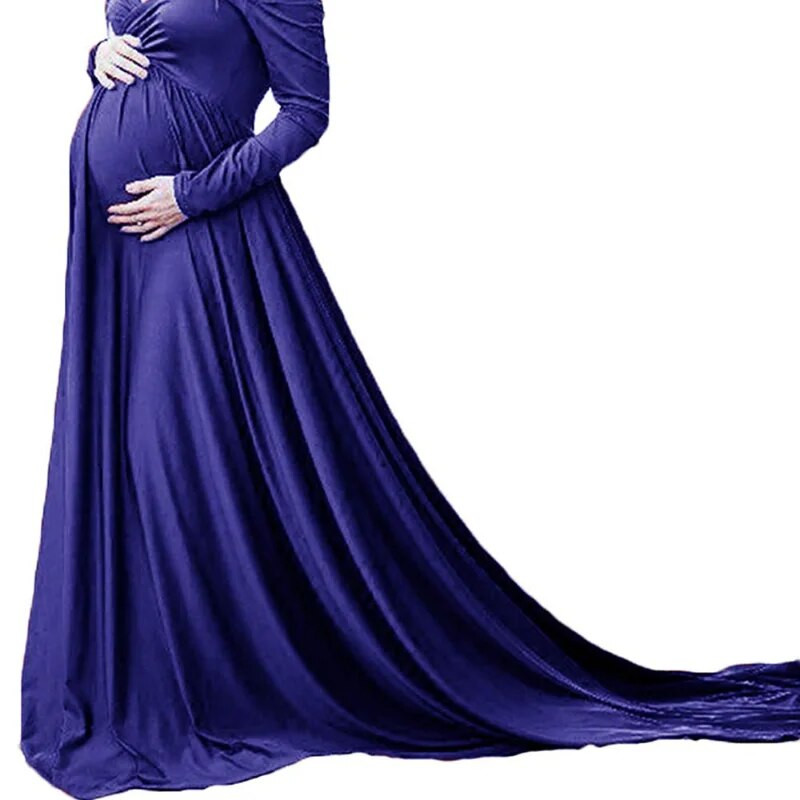 Haljina za fotografije u trudnoći Žene Odjeća za fotografije u trudnoći Bez ramena V-izrez i rep Velika okretna haljina Baby Shower