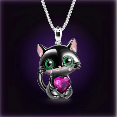 Fashion Love Crystal Cat Висулка Колие Natural Love Crystal Cat Животни Бижута за жени Подарък за Свети Валентин Корейска мода