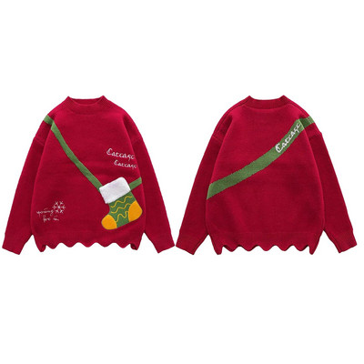 Sieviešu Ziemassvētku džemperis Ziemassvētku zeķes Drukāt Brīvdienu Lielizmēra Trikotāžas Puloveri Džemperis Sieviešu ziemas silti Puloveri свитер