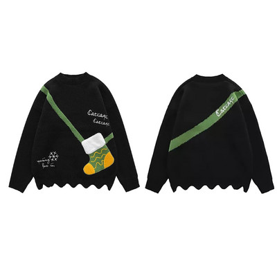 Sieviešu Ziemassvētku džemperis Ziemassvētku zeķes Drukāt Brīvdienu Lielizmēra Trikotāžas Puloveri Džemperis Sieviešu ziemas silti Puloveri свитер