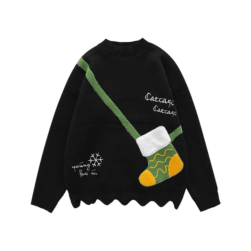 Sieviešu Ziemassvētku džemperis Ziemassvētku zeķes Drukāt Brīvdienu Lielizmēra Trikotāžas Puloveri Džemperis Sieviešu ziemas silti Puloveri свитер