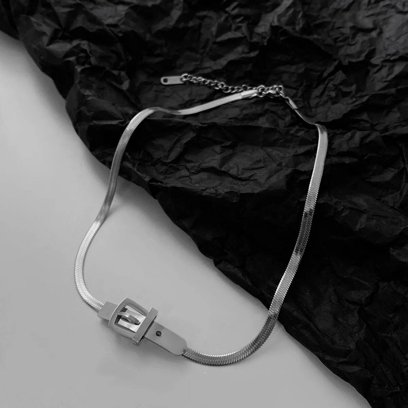 Kopča za remen, ogrlica sa zmijskim lancem, ogrlice za seksi žene, minimalistički, hip-hop ogrlica od titanijskog čelika, punk kul trend nakita za 2022.