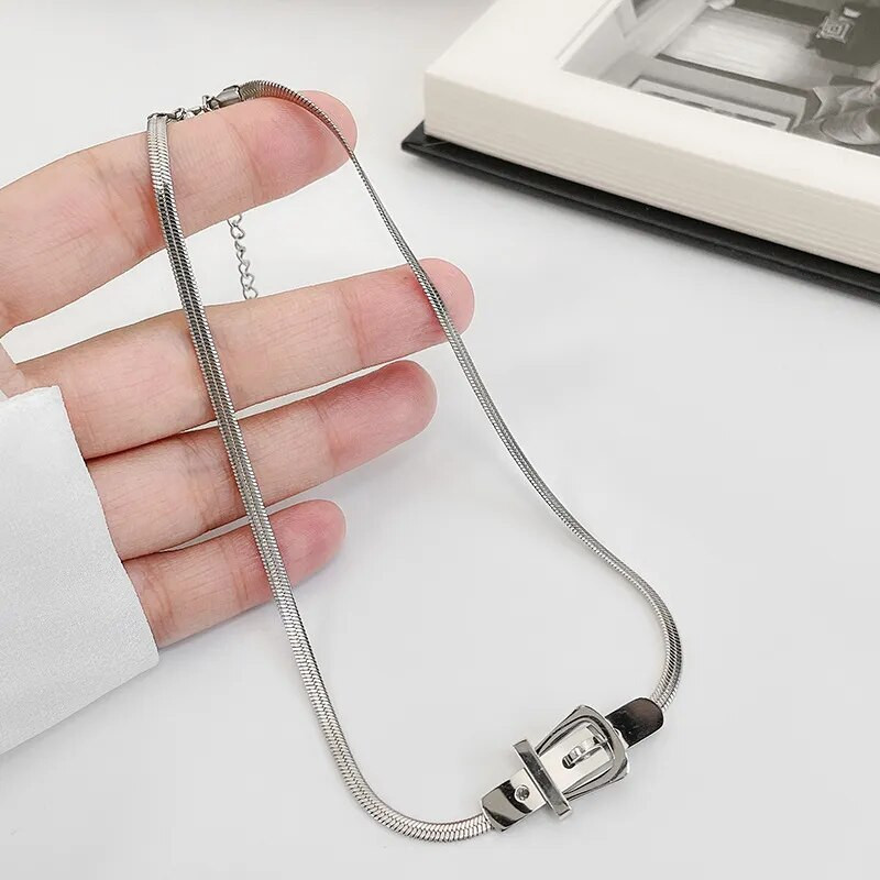 Kopča za remen, ogrlica sa zmijskim lancem, ogrlice za seksi žene, minimalistički, hip-hop ogrlica od titanijskog čelika, punk kul trend nakita za 2022.
