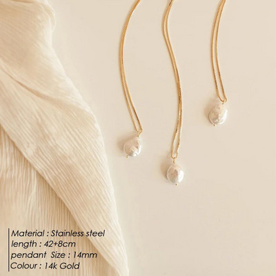 eManco gėlo vandens perlų pakabukas karoliai iš nerūdijančio plieno ovalūs perlų papuošalai Moterų šventinė dovana