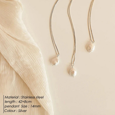 eManco gėlo vandens perlų pakabukas karoliai iš nerūdijančio plieno ovalūs perlų papuošalai Moterų šventinė dovana