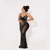 Nėščiųjų fotografijos suknelė, kūdikio dušo suknelė Seksuali berankovių blizgus Kalnų krištolas deivės kostiumas nėščios moters fotosesijos rekvizitai