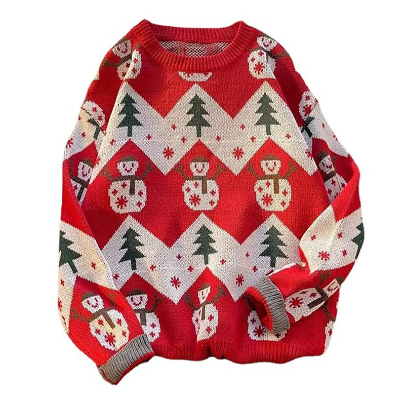Modes sieviešu džemperi 2023. gada ziemas modes Ziemassvētku apaļš kakla silti, mīksts Ziemassvētku raksts, brīvs trikotāžas džemperis, sieviešu trikotāža