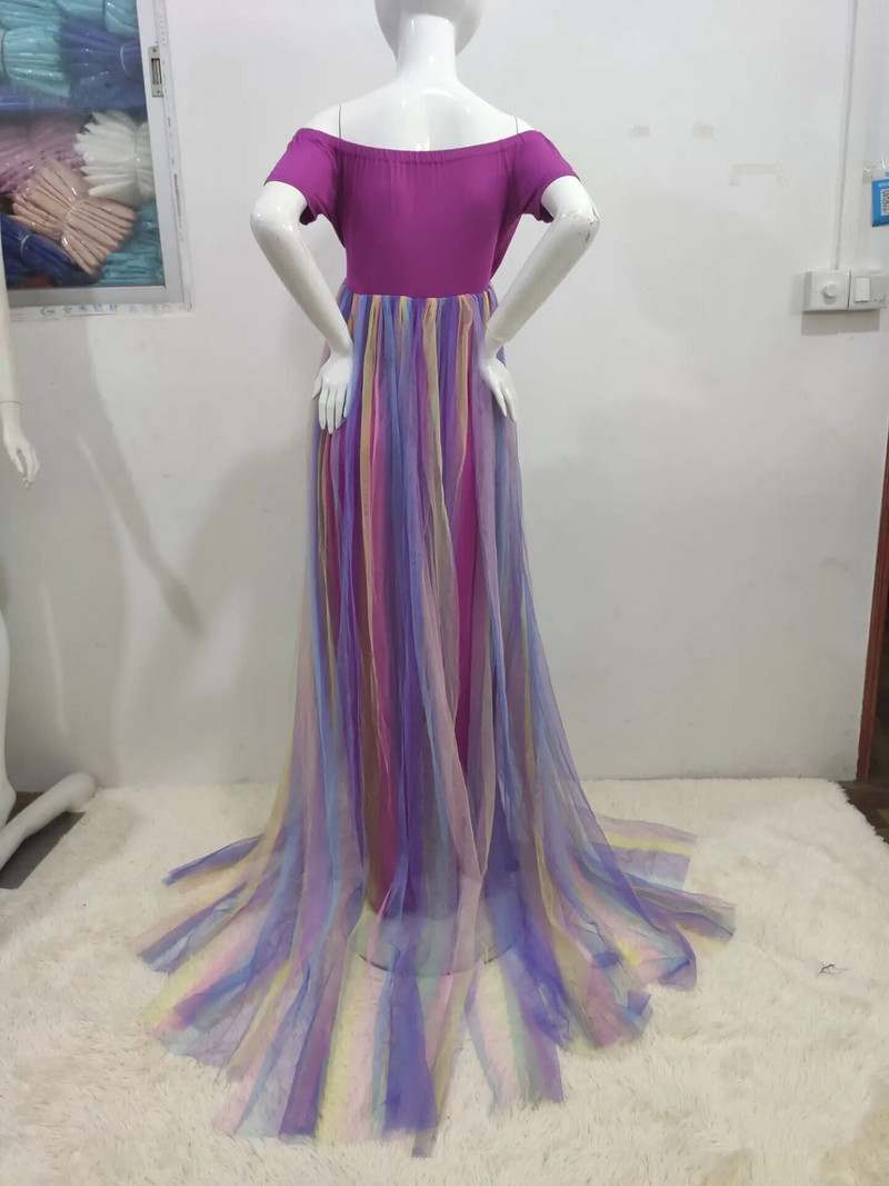 Grūtnieču fotosesijas kleita varavīksne plūstoša grūtniecības apģērba kleita grūtniecēm fotogrāfija Eleganta garas kleitas bērnu duša