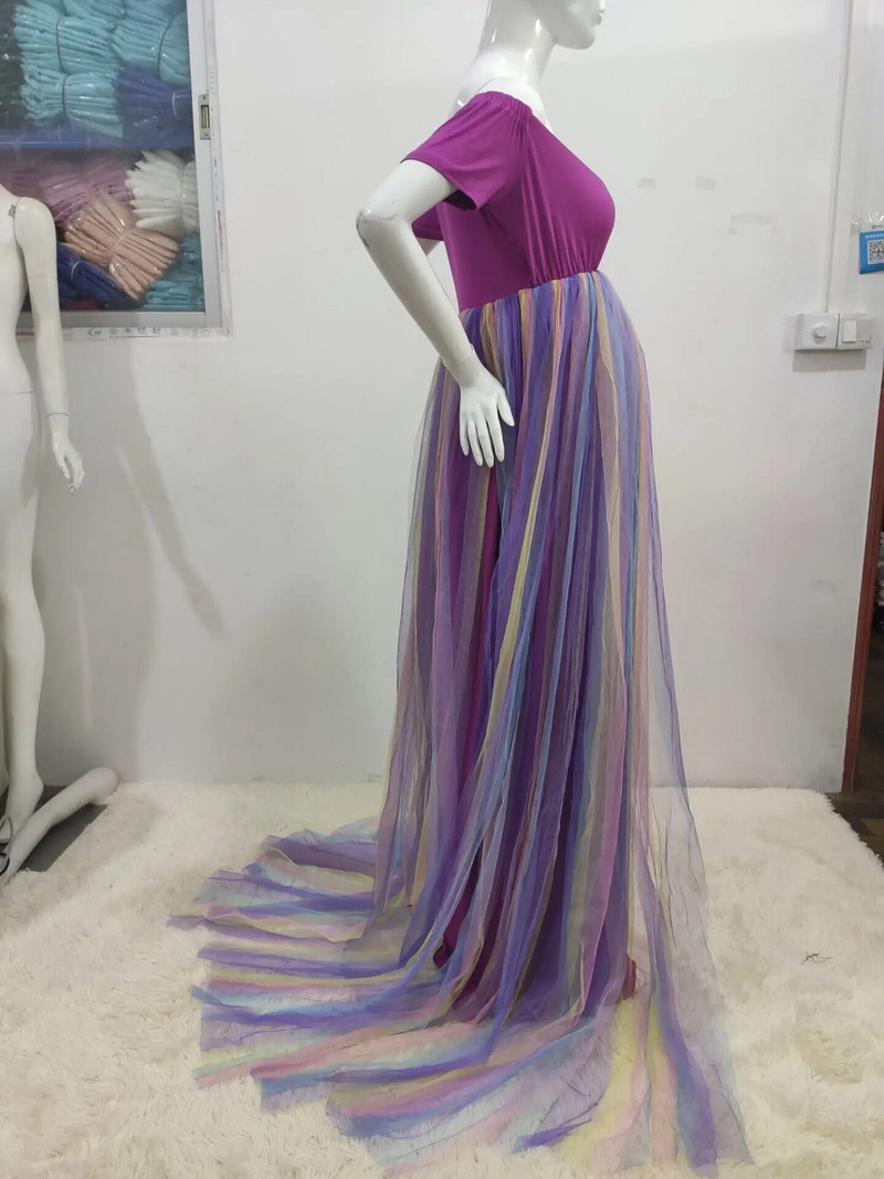 Grūtnieču fotosesijas kleita varavīksne plūstoša grūtniecības apģērba kleita grūtniecēm fotogrāfija Eleganta garas kleitas bērnu duša