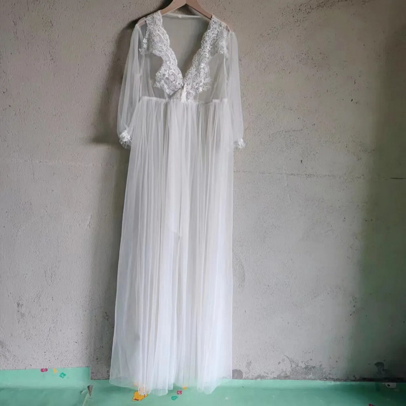 Nova velika okretna mrežasta haljina od šifona za trudnice Bijele trudničke haljine za fotografiranje Premama rekvizit za fotografiranje od čipke