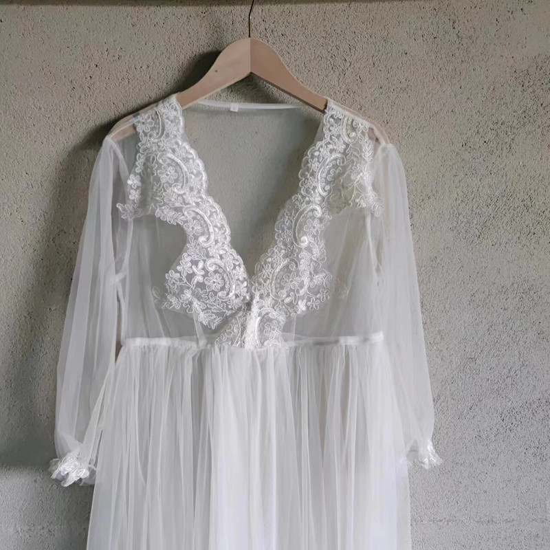 Nova velika okretna mrežasta haljina od šifona za trudnice Bijele trudničke haljine za fotografiranje Premama rekvizit za fotografiranje od čipke