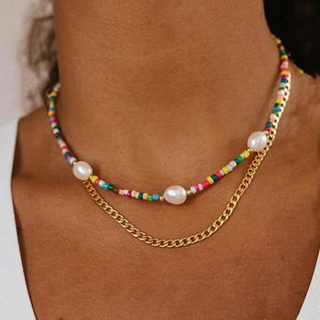 Bohemian Multilayer Handmade Beads Chain Fashion κολιέ Φούντες Πολύχρωμο κρεμαστό κόσμημα από κρύσταλλο για γυναικεία αξεσουάρ X0180