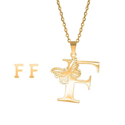 Otmjena velika šuplja ogrlica s leptir slovima, osobnost, nehrđajući čelik, srebrna boja, inicijali, privjesak, ovratnik, lanac, ženski nakit