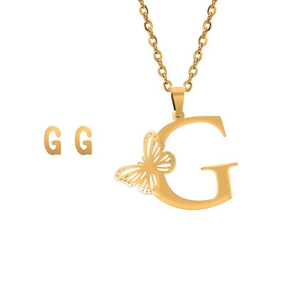Otmjena velika šuplja ogrlica s leptir slovima, osobnost, nehrđajući čelik, srebrna boja, inicijali, privjesak, ovratnik, lanac, ženski nakit