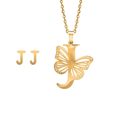 Otmjena velika šuplja ogrlica s leptir slovima, osobnost, nehrđajući čelik, srebrna boja, inicijali, privjesak, ovratnik, lanac, ženski nakit