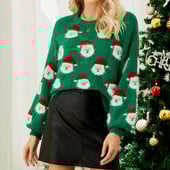 Γυναικεία χριστουγεννιάτικα πουλόβερ Santa πρωτοχρονιάτικα Ρούχα γιορτινό πάρτι Jumper μακρυμάνικο Crew λαιμόκοψη Χριστουγεννιάτικο πουλόβερ Leisure πουκάμισο
