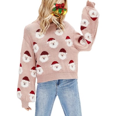 Γυναικεία χριστουγεννιάτικα πουλόβερ Santa πρωτοχρονιάτικα Ρούχα γιορτινό πάρτι Jumper μακρυμάνικο Crew λαιμόκοψη Χριστουγεννιάτικο πουλόβερ Leisure πουκάμισο