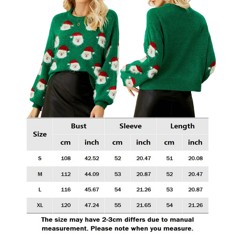 Γυναικεία χριστουγεννιάτικα πουλόβερ Santa πρωτοχρονιάτικα Ρούχα γιορτινό πάρτι Jumper μακρυμάνικο Crew λαιμόκοψη Χριστουγεννιάτικο πουλόβερ Leisure πουκάμισο