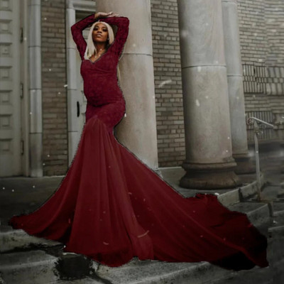 Új hosszú szexi kismama ruha fényképezési kellékek fotó csipke díszes terhes nők Karácsonyi kismama hosszú ruha