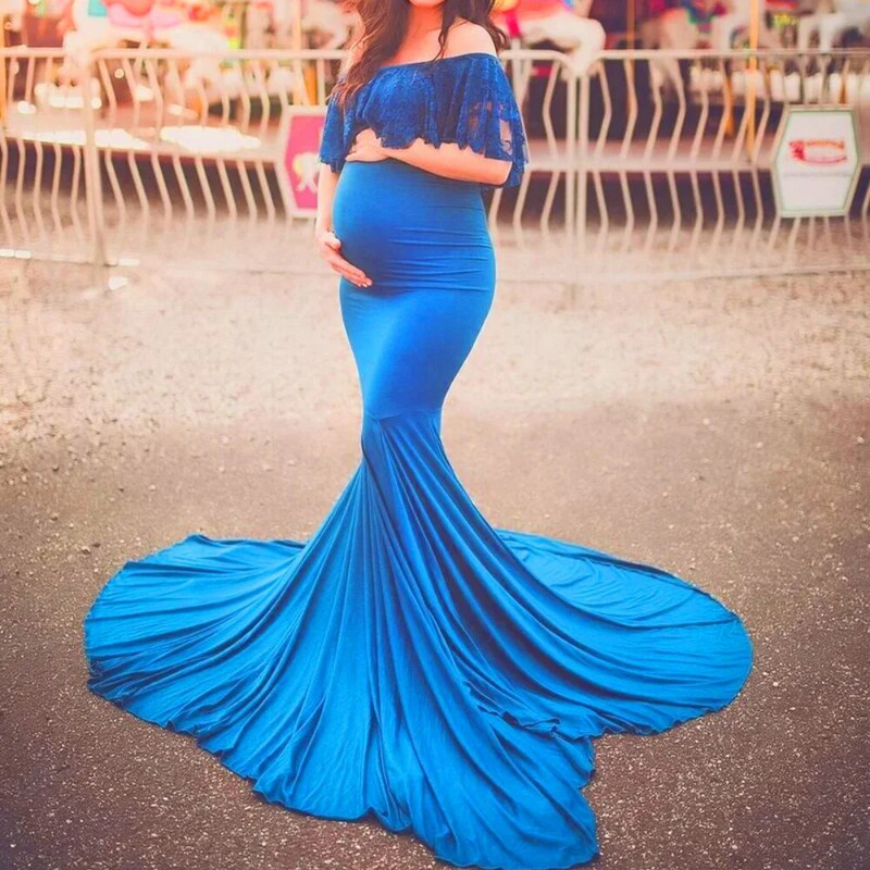 Új hosszú szexi kismama ruha fényképezési kellékek fotó csipke díszes terhes nők Karácsonyi kismama hosszú ruha