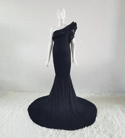 Uz tijelo s volanima Duge haljine za trudničke fotografije Rastezljiva pamučna haljina za bebe Duga haljina od žerseja za trudnice