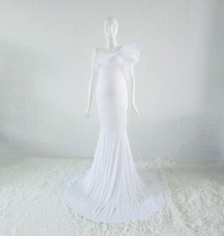 Uz tijelo s volanima Duge haljine za trudničke fotografije Rastezljiva pamučna haljina za bebe Duga haljina od žerseja za trudnice