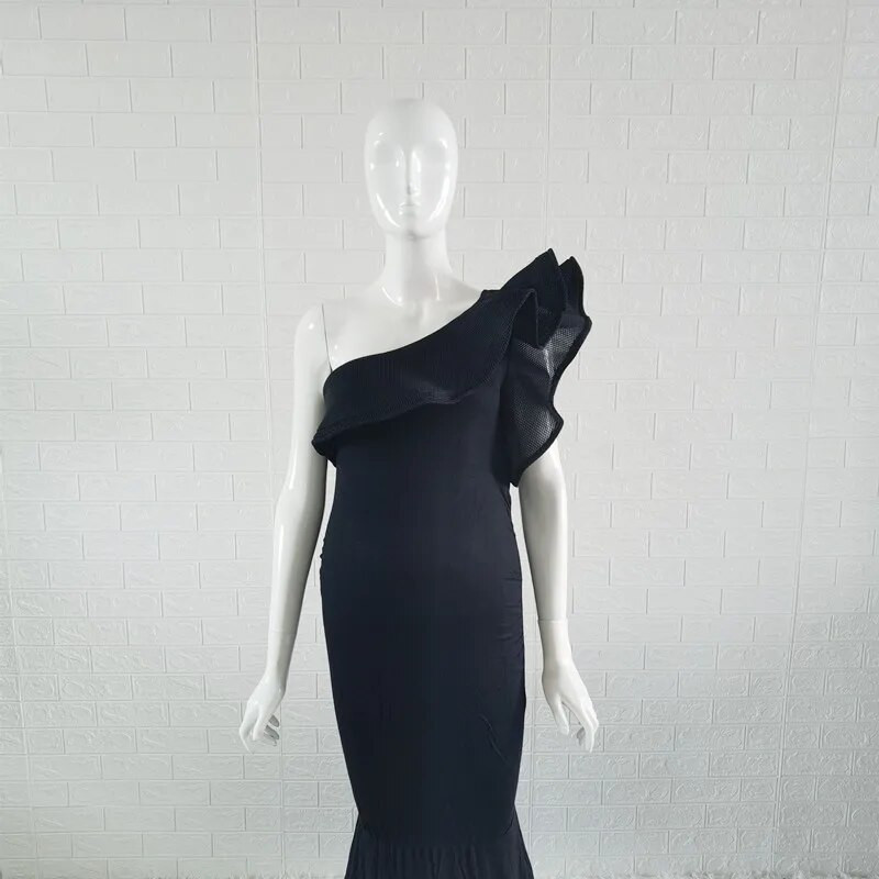 Uz tijelo s volanima Duge haljine za trudničke fotografije Rastezljiva pamučna haljina za bebe Duga haljina od žerseja za trudnice