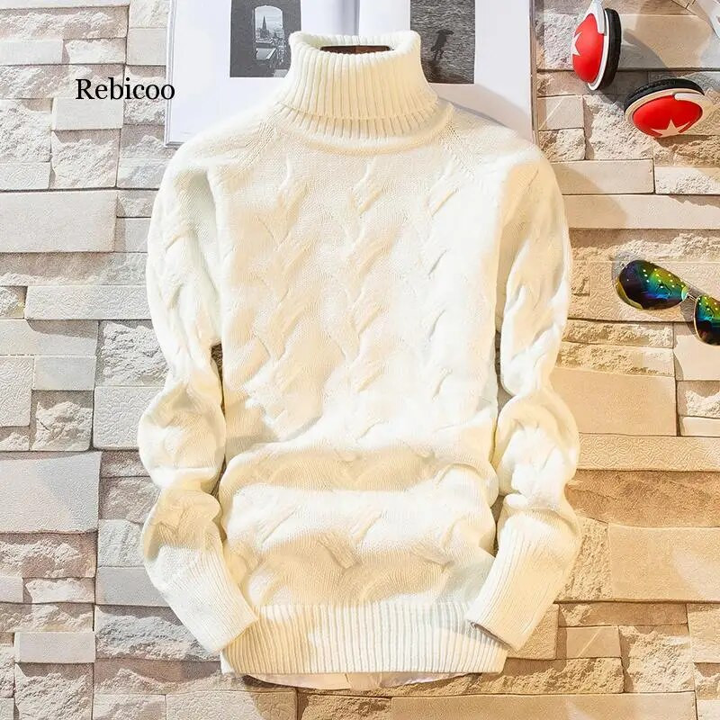 Jauni ziemas biezi, silti vīriešu džemperi, ikdienas vīriešu džemperi ar apkakli, šauri džemperi, ikdienišķs vīriešu Ziemassvētku džemperis