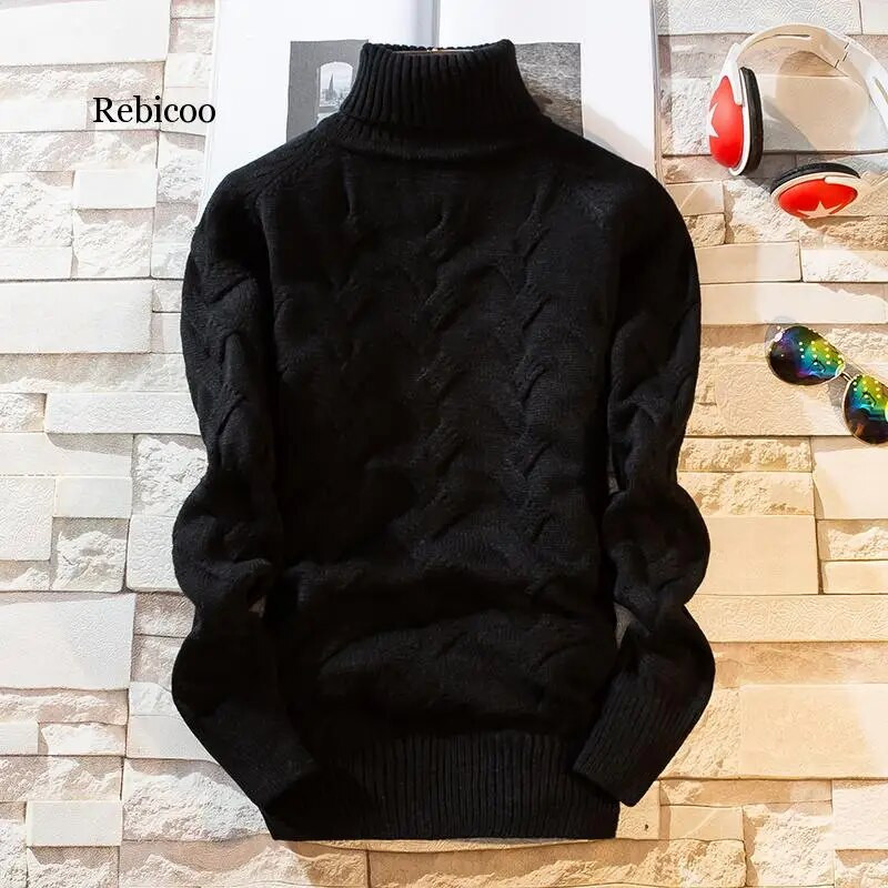 Jauni ziemas biezi, silti vīriešu džemperi, ikdienas vīriešu džemperi ar apkakli, šauri džemperi, ikdienišķs vīriešu Ziemassvētku džemperis