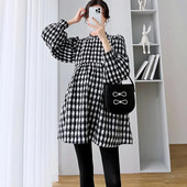 Jesen Zima Korejske modne karirane bluze za trudnice Slatke slatke široke košulje Odjeća za trudnice Majice za trudnice