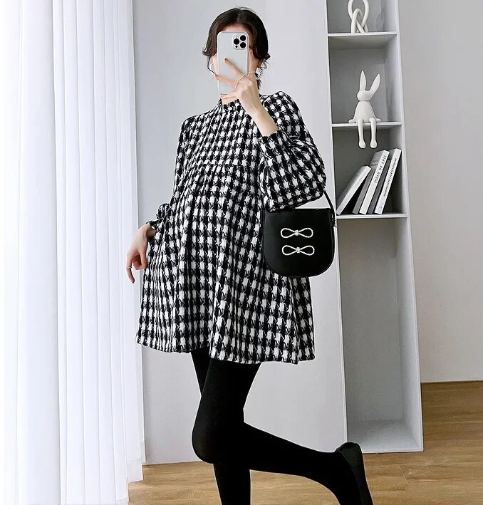 Jesen Zima Korejske modne karirane bluze za trudnice Slatke slatke široke košulje Odjeća za trudnice Majice za trudnice