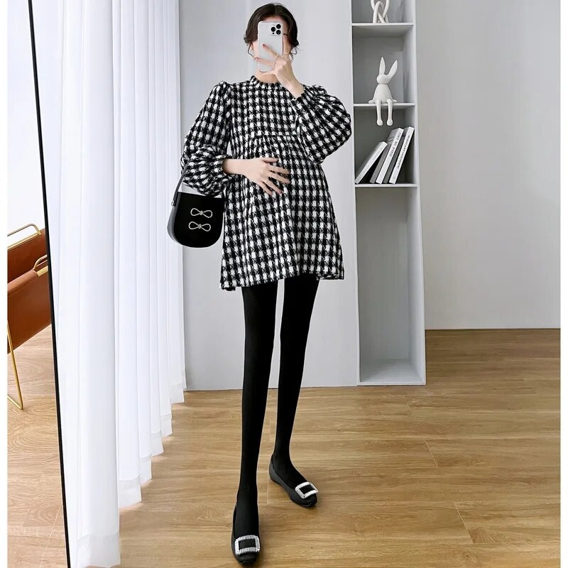 Jesen Zima Korejske modne karirane bluze za trudnice Slatke slatke široke košulje Odjeća za trudnice Majice za trudnice