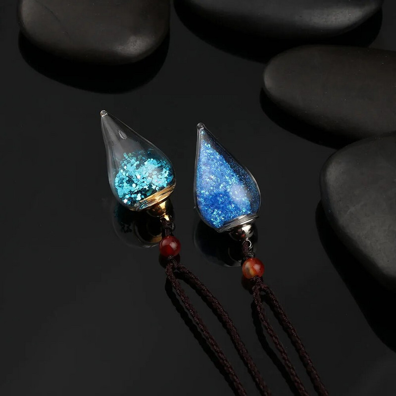 Nova ogrlica od staklene bočice koja se može otvoriti u obliku kapljice vode, bočica parfema, privjesak, čelični lanac, ogrlica, bočica s difuzorom ulja, nakit