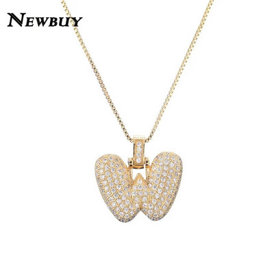 NOVOKUPI CZ Ogrlica s privjeskom od cirkonijskih kristala 26 slova AZ za muškarce Žene Punk Ogrlica s inicijalima imena Modni hip hop nakit