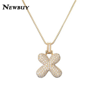 NOVOKUPI CZ Ogrlica s privjeskom od cirkonijskih kristala 26 slova AZ za muškarce Žene Punk Ogrlica s inicijalima imena Modni hip hop nakit