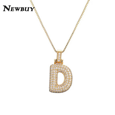 NOVOKUPI CZ Ogrlica s privjeskom od cirkonijskih kristala 26 slova AZ za muškarce Žene Punk Ogrlica s inicijalima imena Modni hip hop nakit
