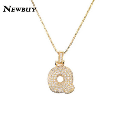 NOVOKUPI CZ Ogrlica s privjeskom od cirkonijskih kristala 26 slova AZ za muškarce Žene Punk Ogrlica s inicijalima imena Modni hip hop nakit