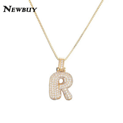 NOVOKUPI CZ Ogrlica s privjeskom od cirkonijskih kristala 26 slova AZ za muškarce Žene Punk Ogrlica s inicijalima imena Modni hip hop nakit